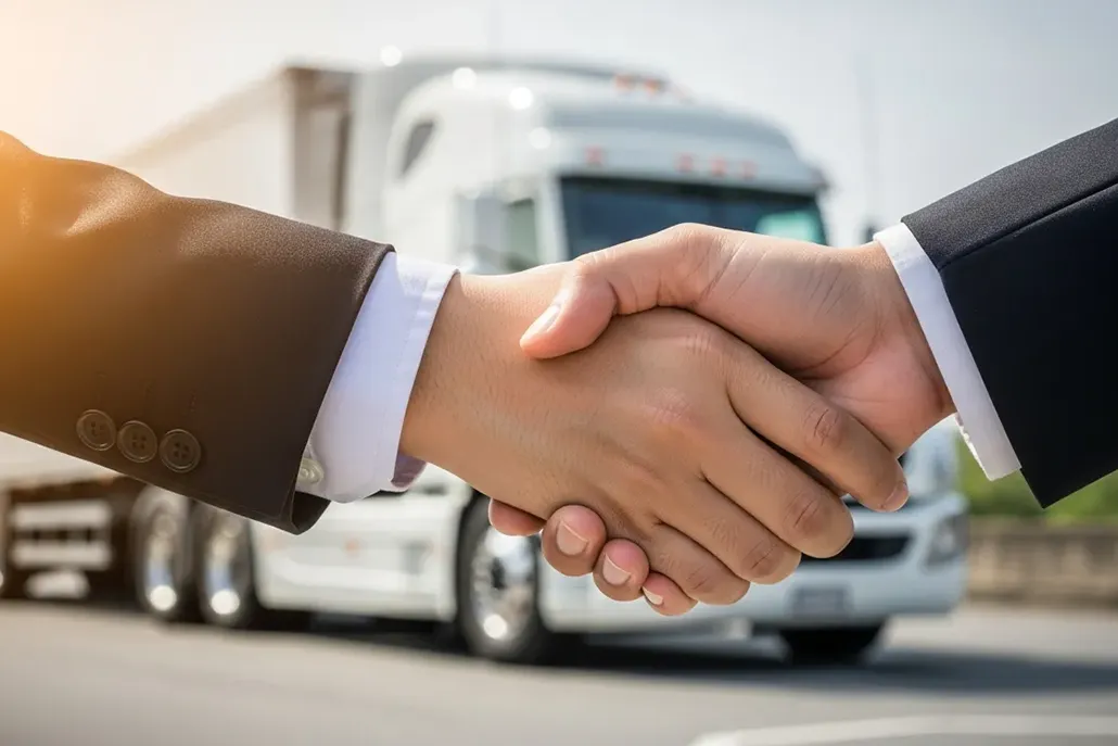 Handschlag vor LKW