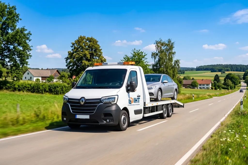 Autotransporter auf Landstraße